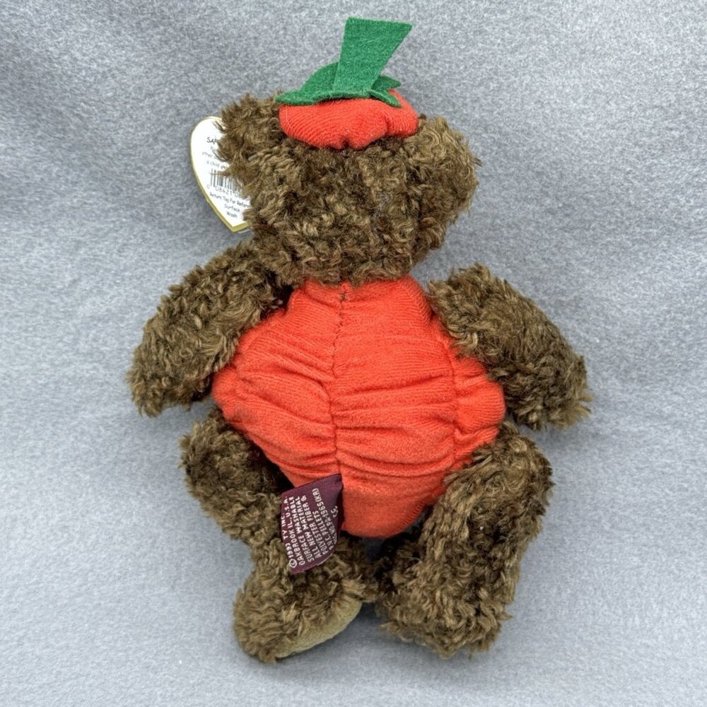 Peter Brown Bear Pumpkin Halloween Attic Treasures Plushie TY 1993 Posable 8" - Picture 3 of 12